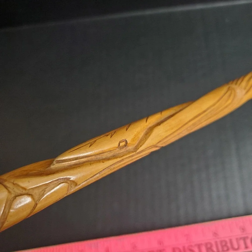 Wood‎ Spiral Carved Snake Wand 18